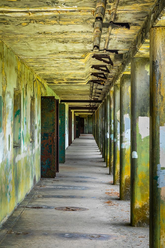 Art Print: USA, Washington State, Port Townsend, Fort Worden State Park. Corridor of old gun battery.