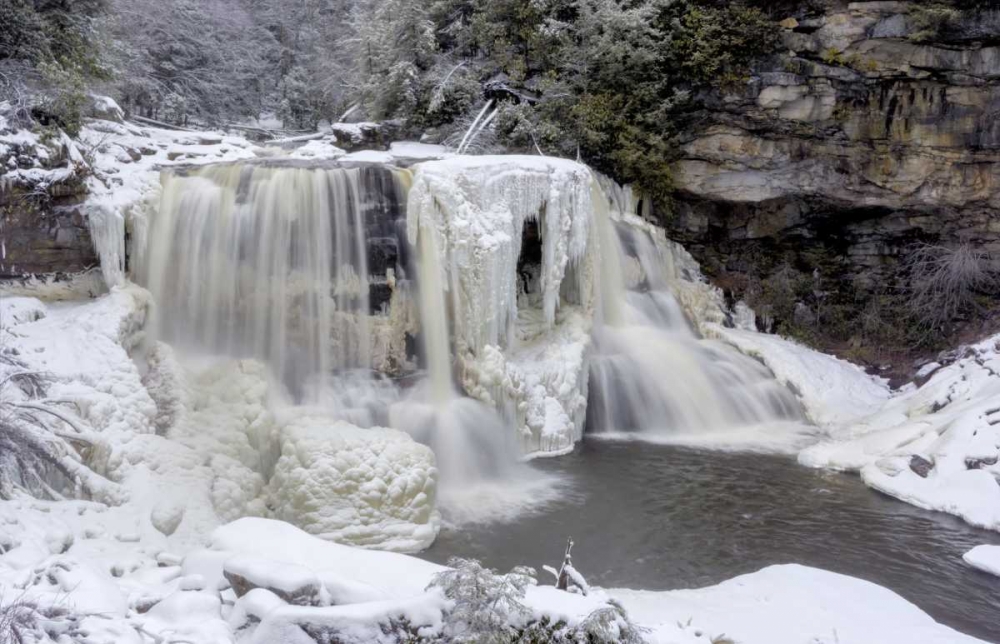 Wall art: West Virginia Waterfall in winter landscape, by OBrien, Jay