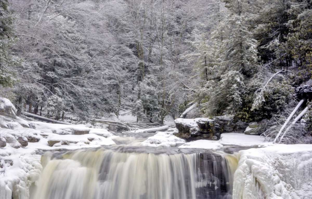 Wall Art Painting id:131462, Name: West Virginia Waterfall in winter landscape, Artist: OBrien, Jay