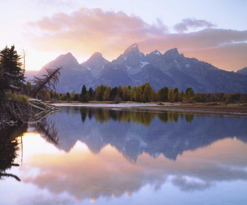 Art Print: WY, Grand Tetons reflecting in the Snake River