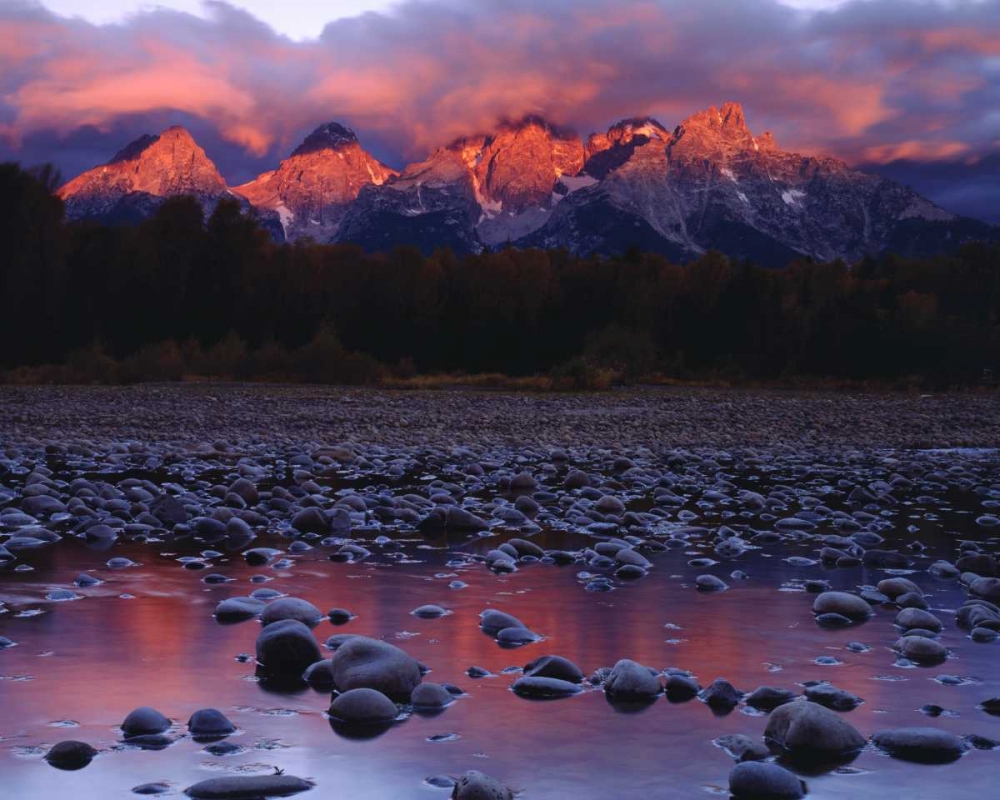 Art Print: WY, Grand Tetons and the Snake River at sunrise