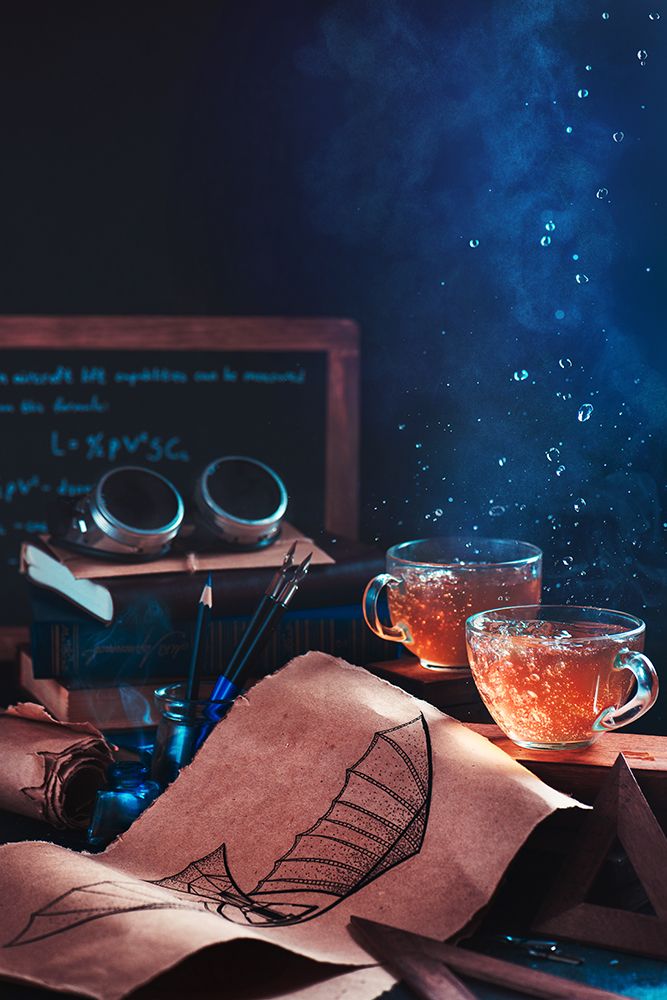 Wall art: Steampunk Tea (With Goggles And Blueprints), by Belenko, Dina