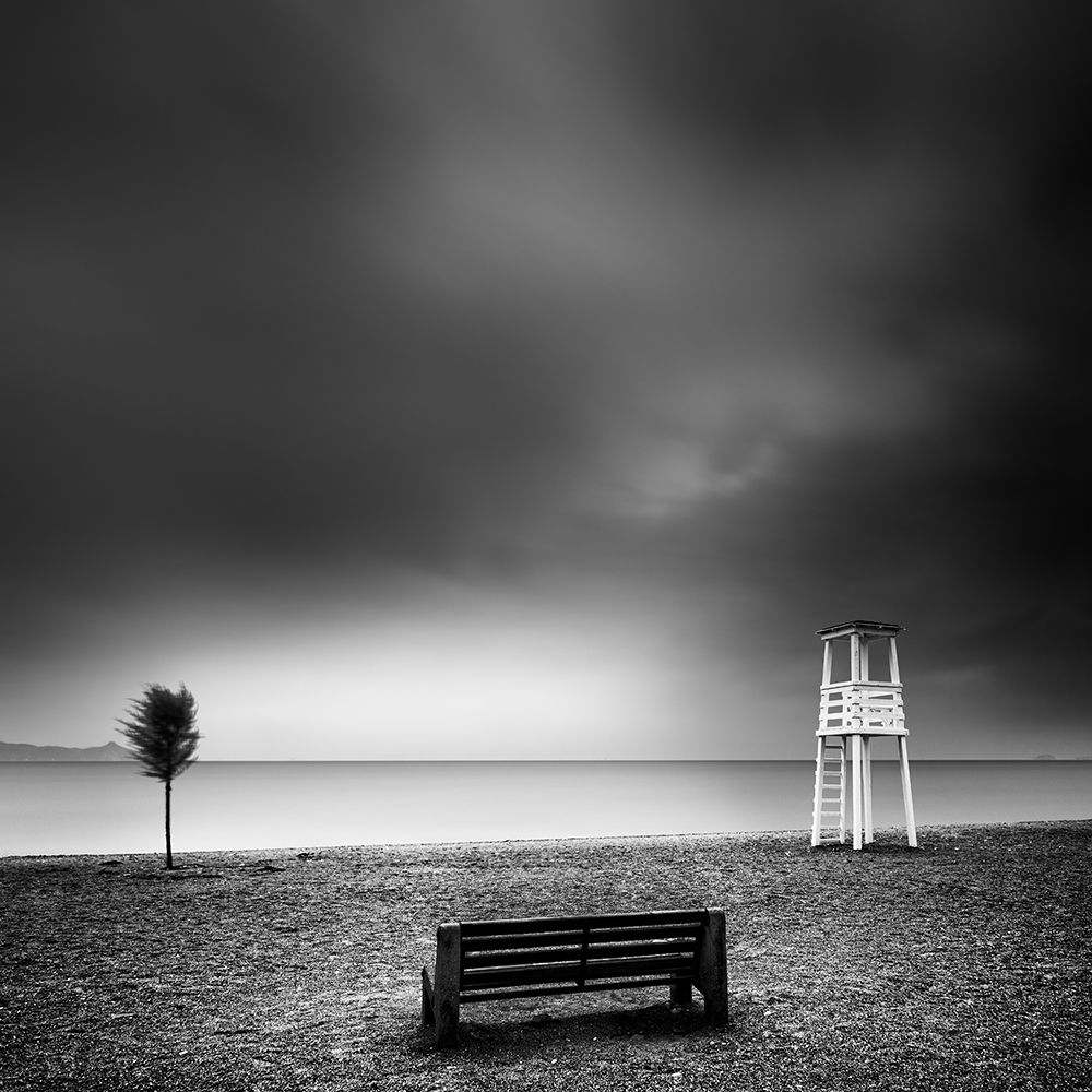 Art Print: Bench On The Beach