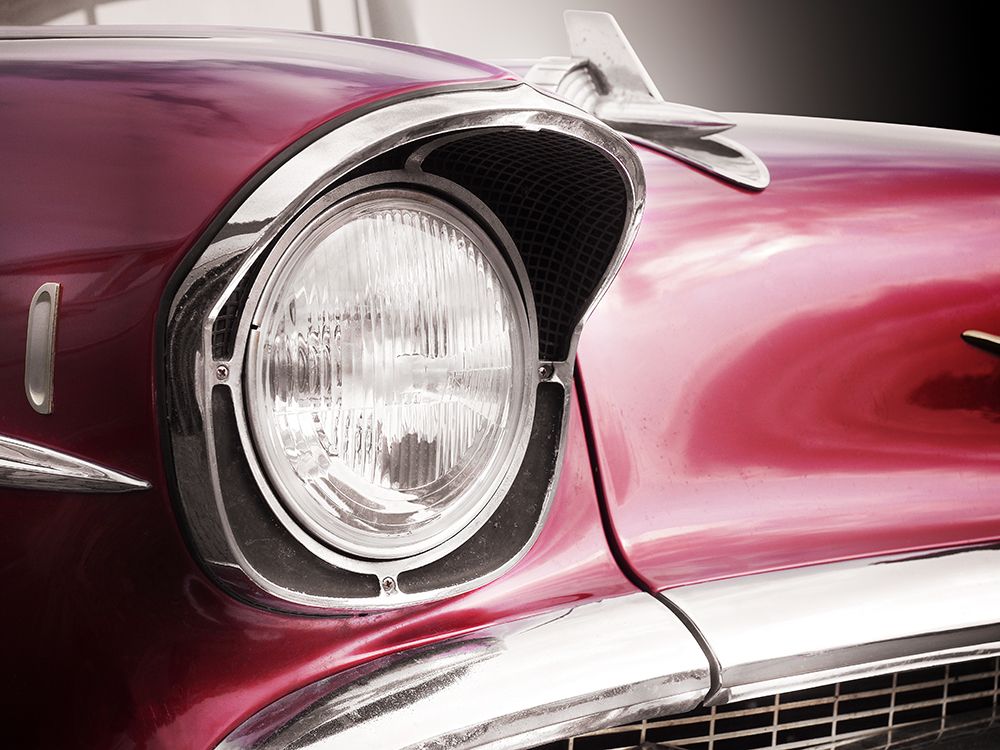 Art Print: American classic car Bel Air 1957 Headlight