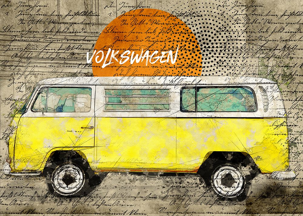Wall Art Painting id:564507, Name: volkswagen vw combi yellow, Artist: Lembayung Senja Studio