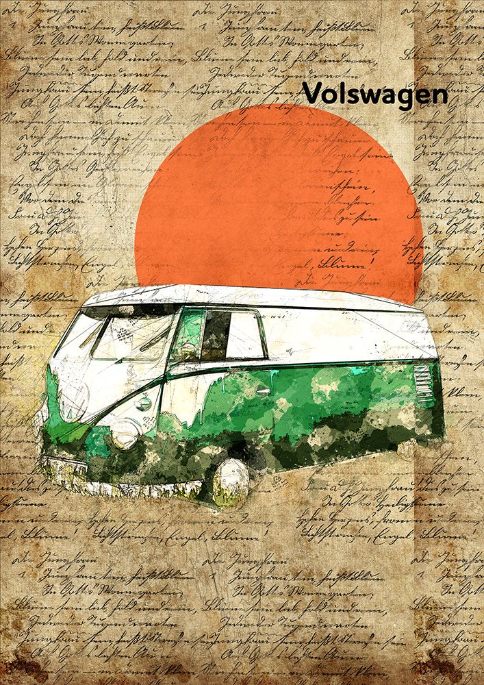 Wall Art Painting id:663279, Name: volkswagen combi green classic, Artist: Lembayung Senja Studio