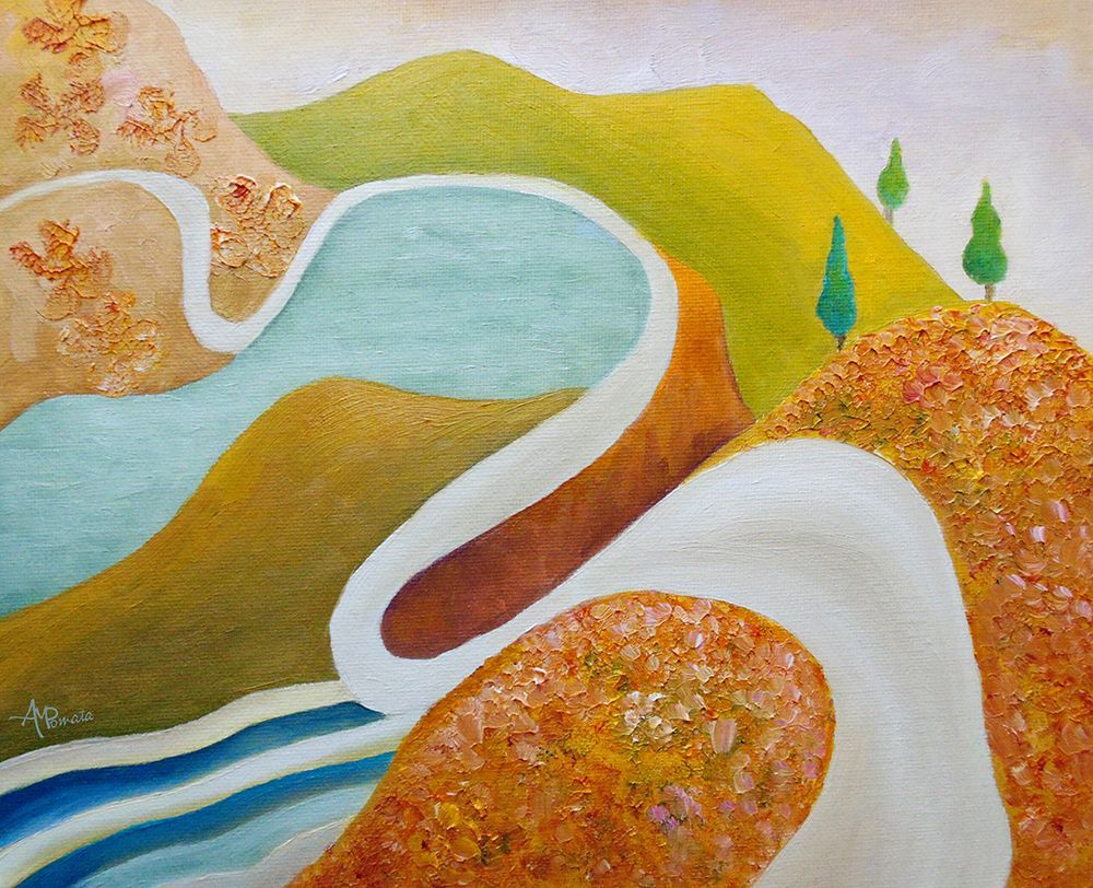 Wall art: Along the Byway, by Pomata, Angeles M.