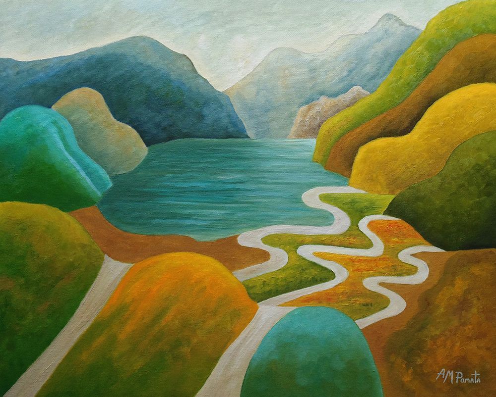 Wall art: Echoes In the Blue Pond, by Pomata, Angeles M.