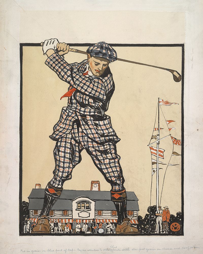 Art Print: Man Swinging Golf Club (1915)