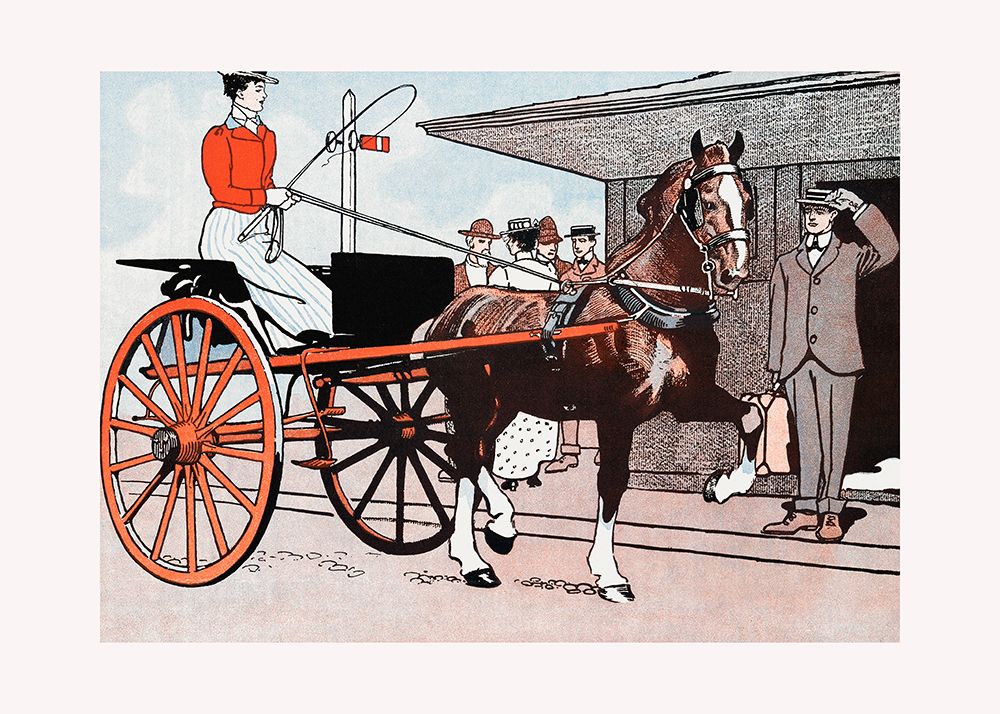 Art Print: Woman In a Horse Carriage (ca. 1890a1907)