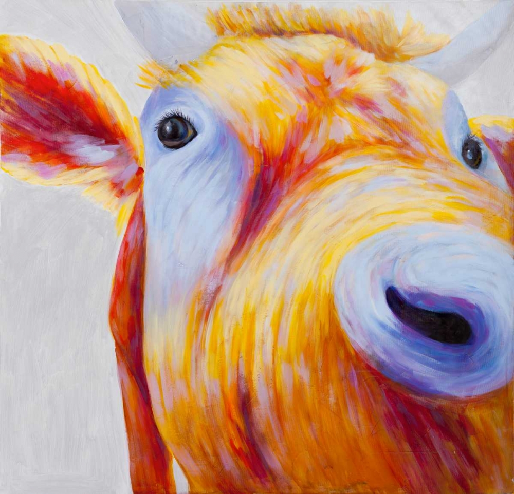Wall Art Painting id:150814, Name: Curious Colorful Cow , Artist: Atelier B Art Studio