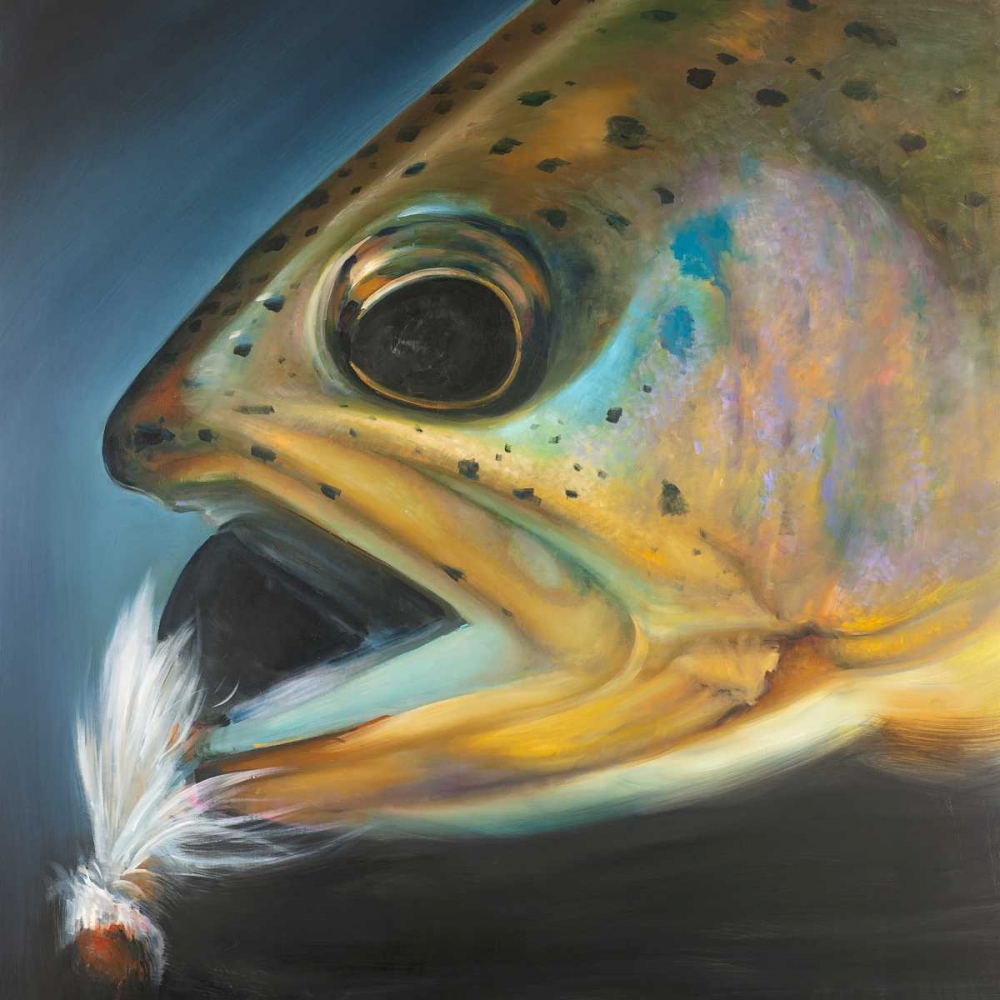 Wall Art Painting id:150825, Name: Golden Trout with Fly Fishing Flie, Artist: Atelier B Art Studio