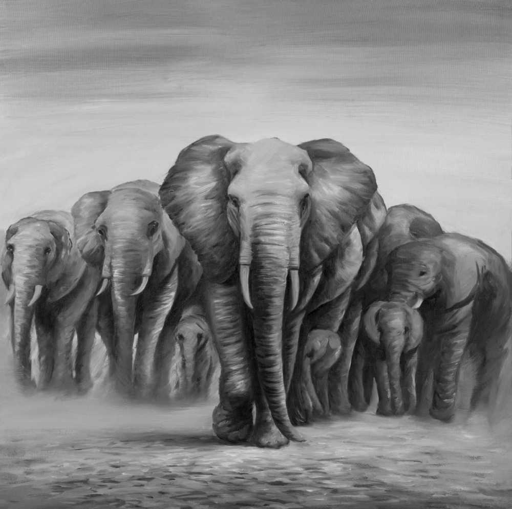 Wall art: Herd Elephants, by Atelier B Art Studio