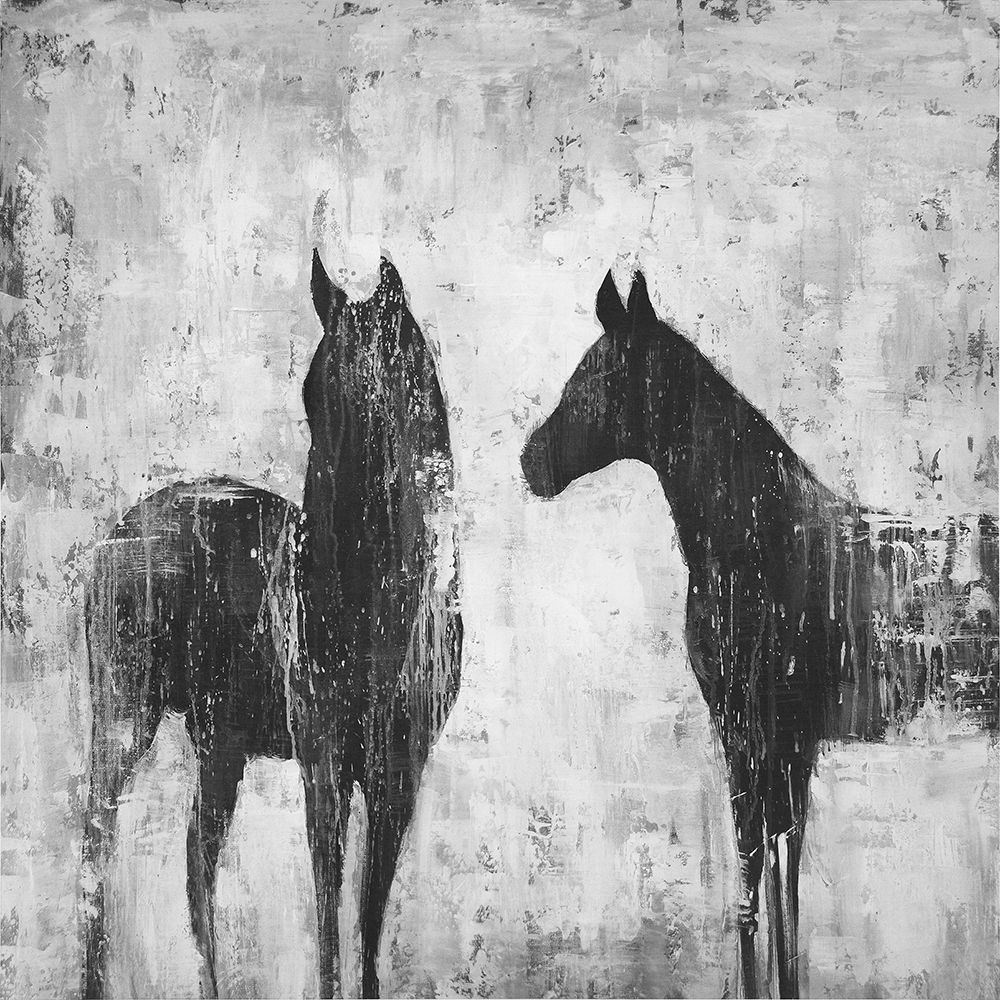 Art Print: BLACK AND WHITE HORSES