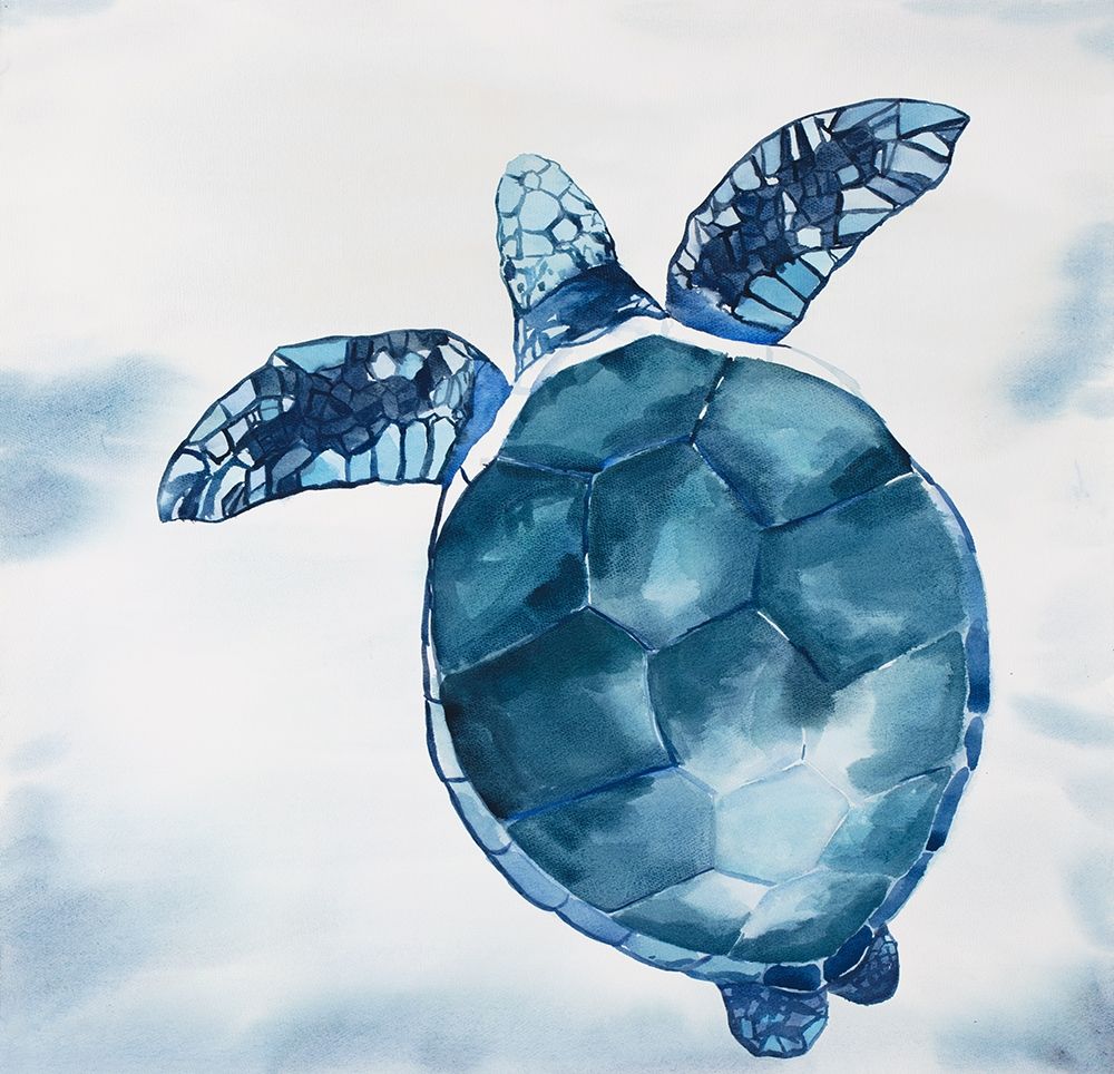 Wall Art Painting id:193993, Name: Watercolor Swimming Turtle, Artist: Atelier B Art Studio