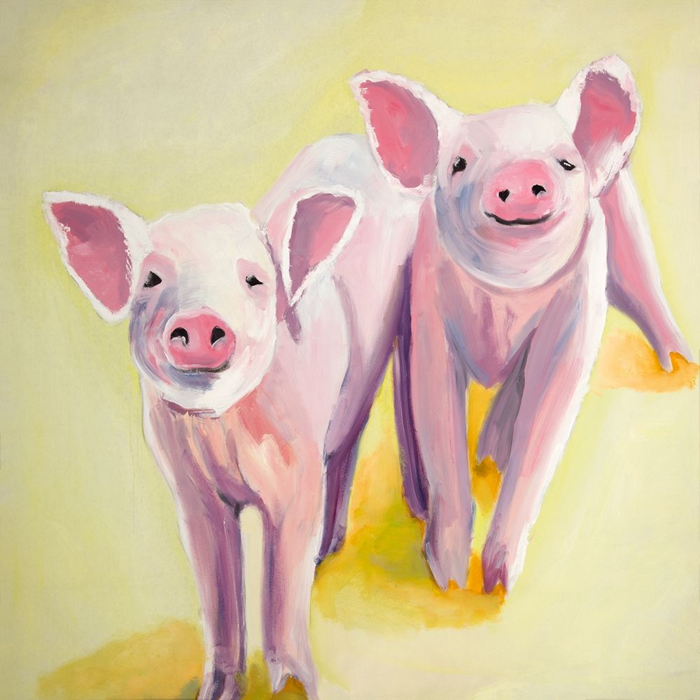 Wall Art Painting id:212109, Name: TWO SMILING PIGS, Artist: Atelier B Art Studio