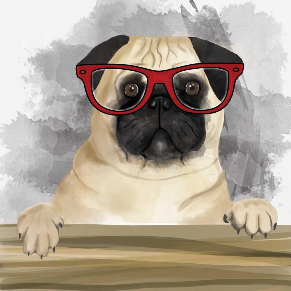Wall Art Painting id:150808, Name: Pug with Glasses, Artist: Atelier B Art Studio
