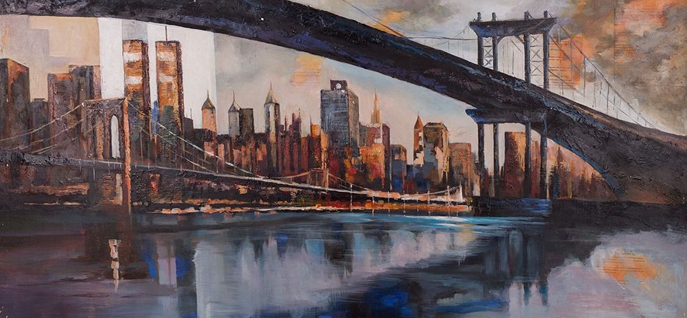 Wall art: BRIDGE IN THE CITY AT SUNSET, by Atelier B Art Studio