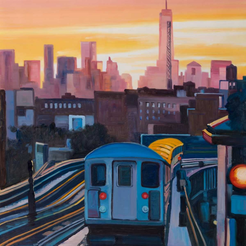 Wall Art Painting id:150896, Name: Sunset Over the Subway in New-York, Artist: Atelier B Art Studio