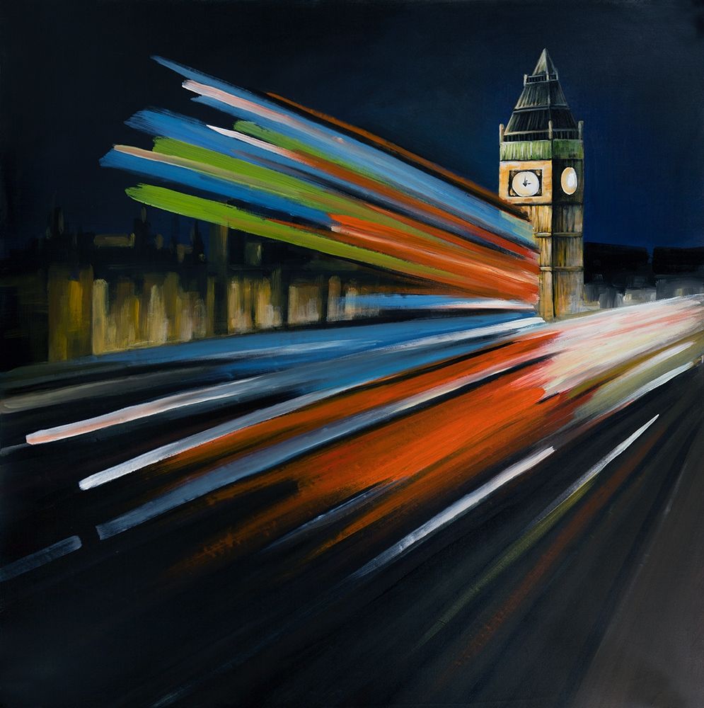 Art Print: LONDON BUS WITH LONG EXPOSURE