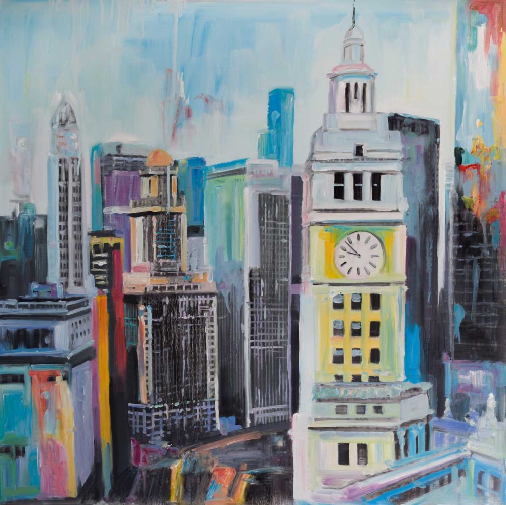 Wall Art Painting id:150912, Name: Colorful Cityscape of Manhattan, Artist: Atelier B Art Studio