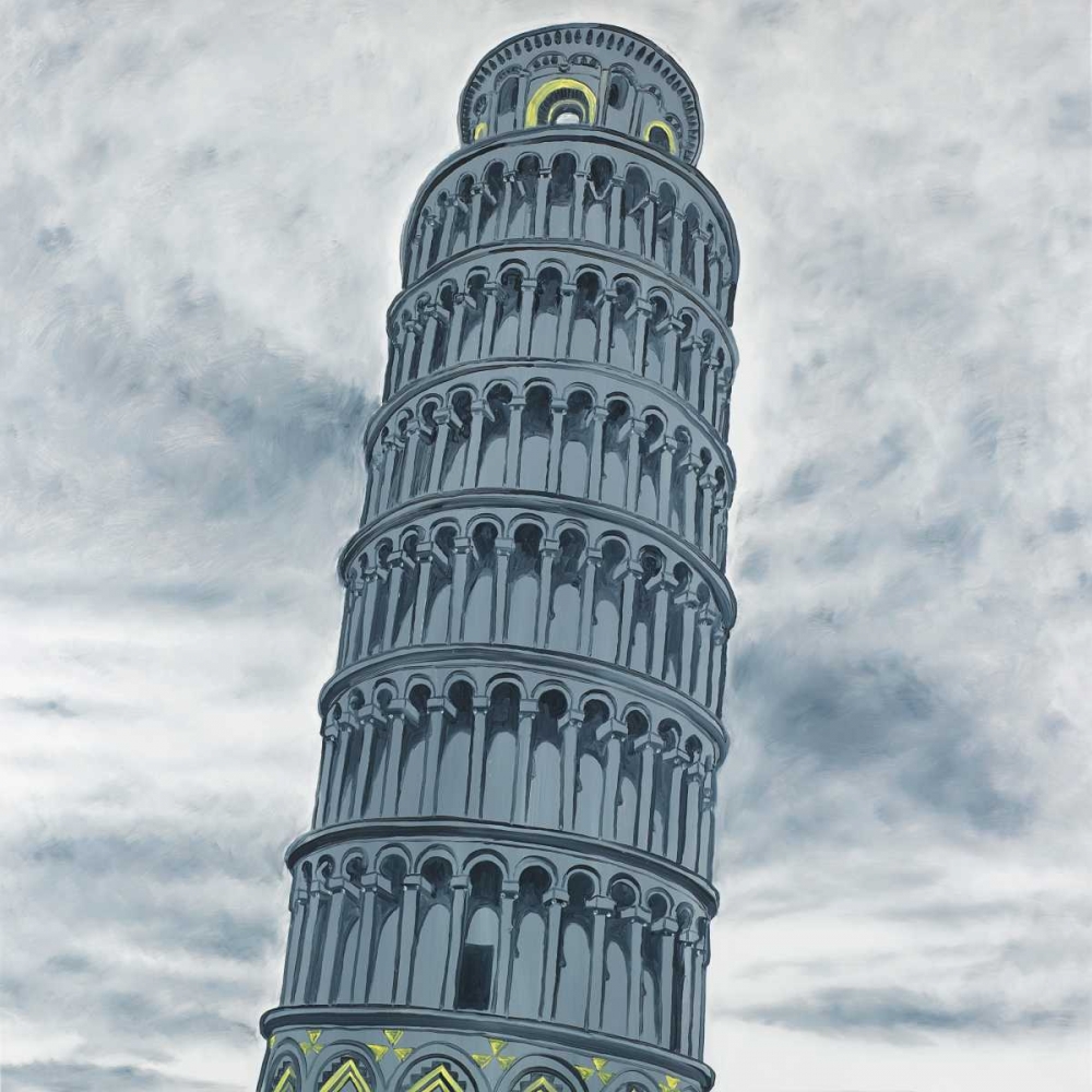 Art Print: Outline of Tower of Pisa in Italy