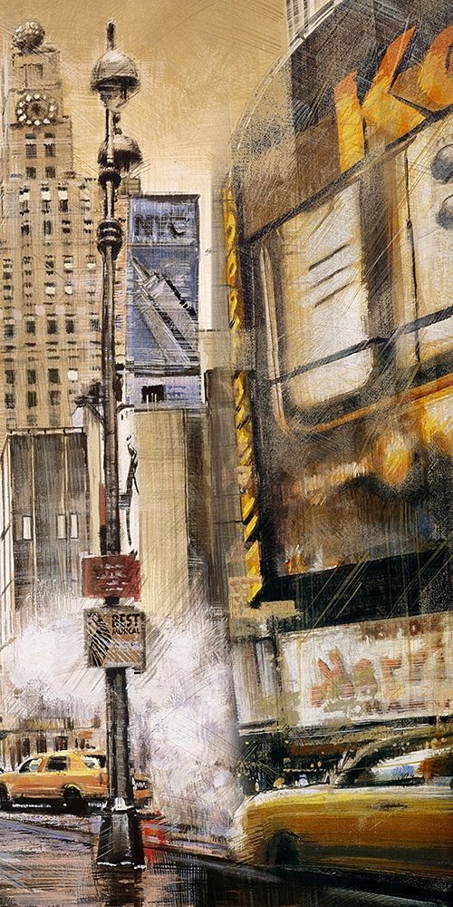 Wall Art Painting id:275963, Name: BIG CITY STREET BY A CLOUDY DAY, Artist: Atelier B Art Studio