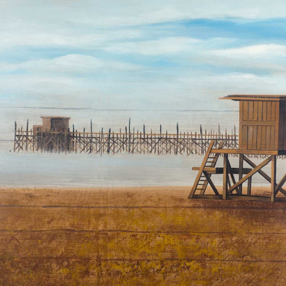 Wall Art Painting id:150922, Name: Lifeguard Tower at the Beach, Artist: Atelier B Art Studio