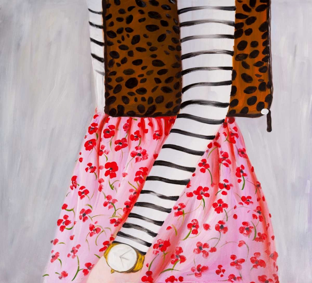 Art Print: Fashionable Woman with a Leopard Bag