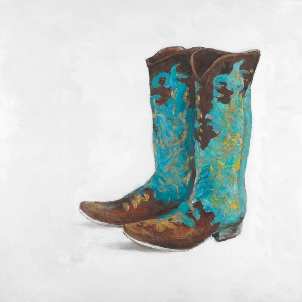 Wall Art Painting id:150950, Name: Blue Cowboy Boots, Artist: Atelier B Art Studio