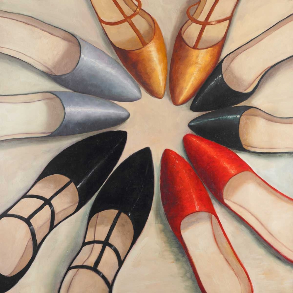 Wall Art Painting id:150957, Name: Five Womens Ballerina Shoes Style, Artist: Atelier B Art Studio
