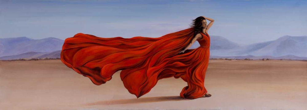 Art Print: Woman Red Dress in the Desert