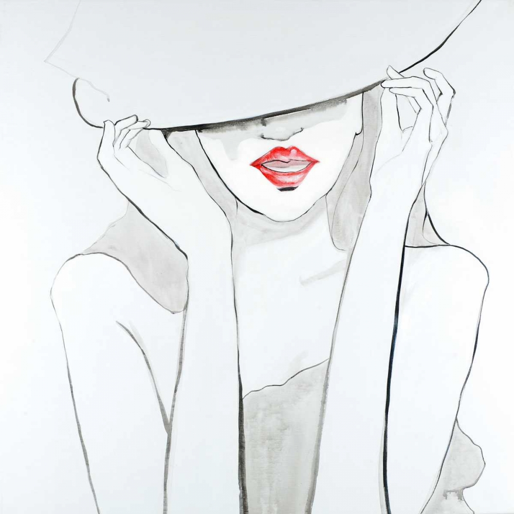 Wall Art Painting id:163036, Name: Woman with Big Hat, Artist: Atelier B Art Studio