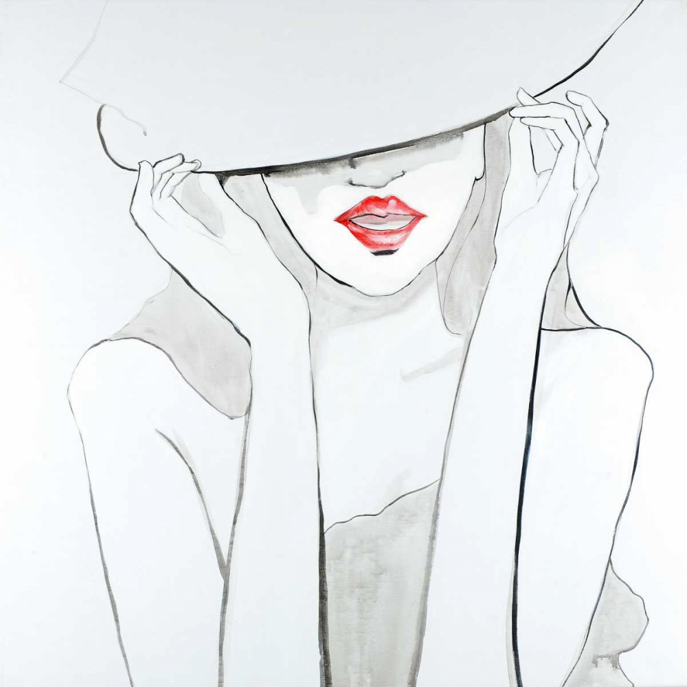 Wall art: Woman with Big Hat, by Atelier B Art Studio