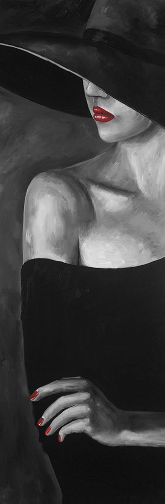 Wall Art Painting id:194034, Name: Mysterious Woman with a Hat, Artist: Atelier B Art Studio