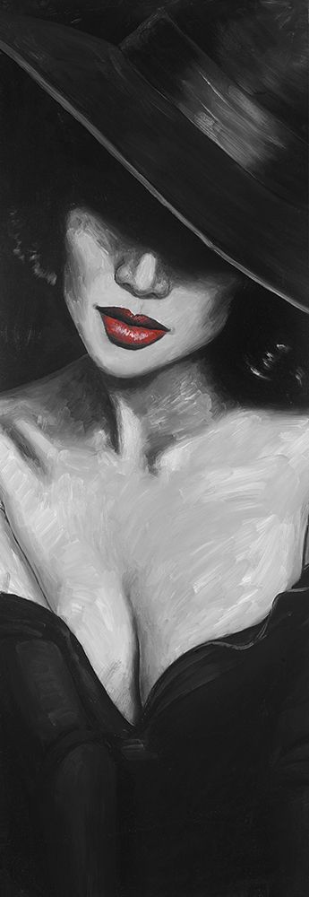 Wall art: Mysterious Red Lips Lady, by Atelier B Art Studio