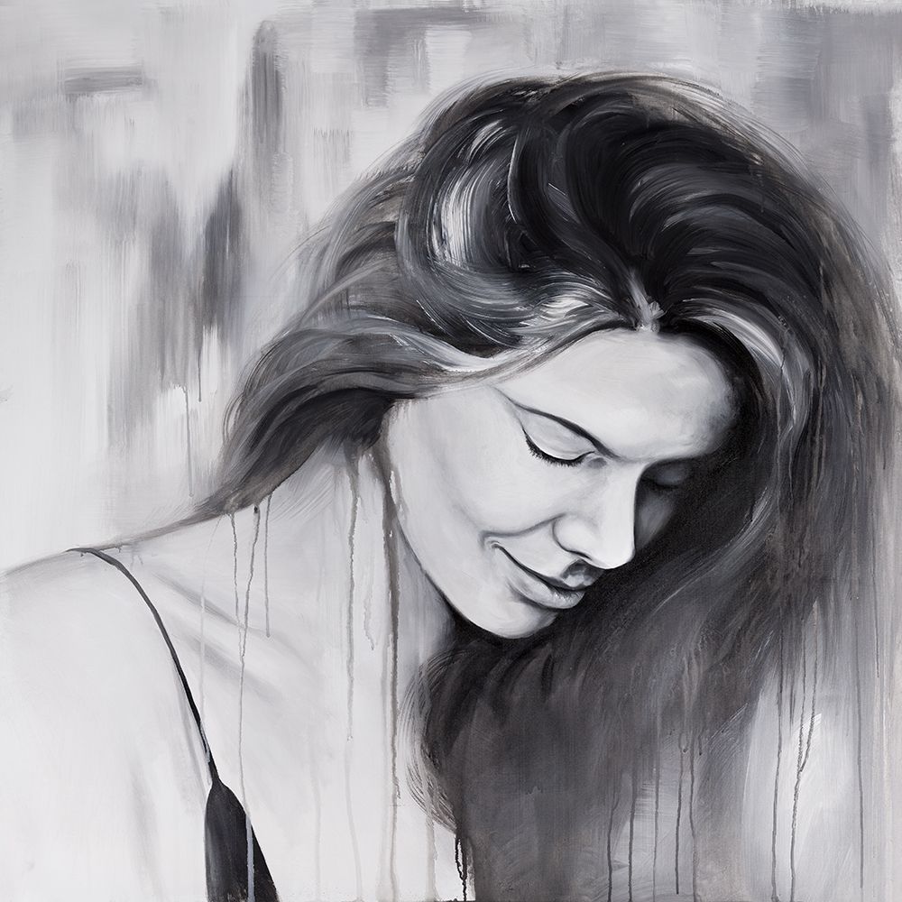 Wall art: SMILING WOMAN PORTRAIT, by Atelier B Art Studio