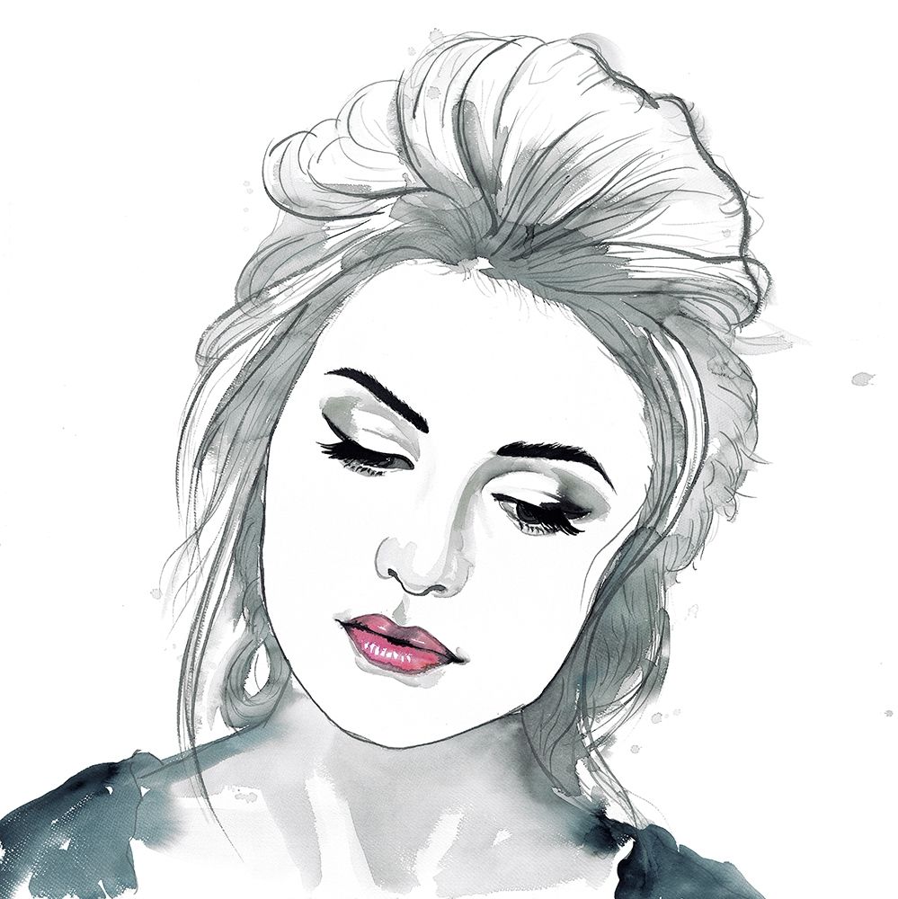 Wall art: WATERCOLOR DELICATE WOMAN, by Atelier B Art Studio