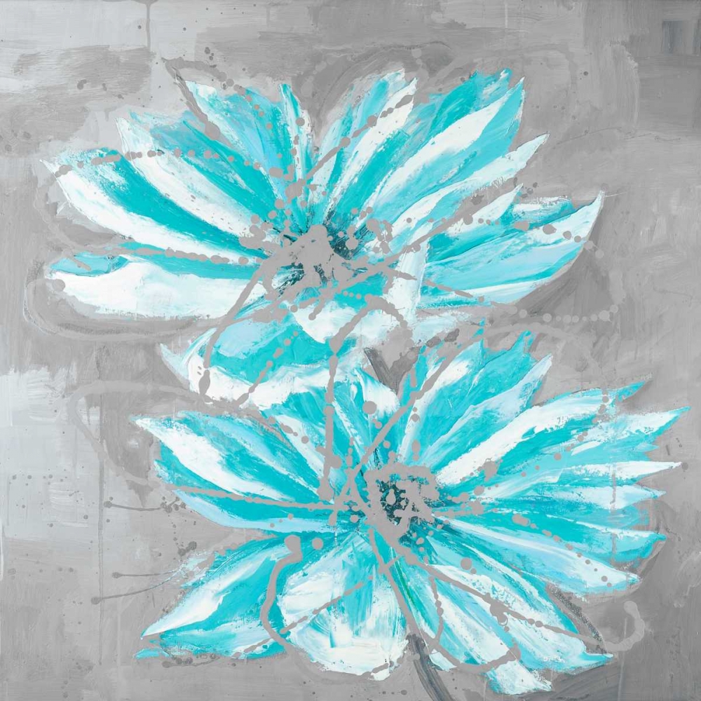 Wall Art Painting id:163050, Name: Two Little Abstract Blue Flowers, Artist: Atelier B Art Studio