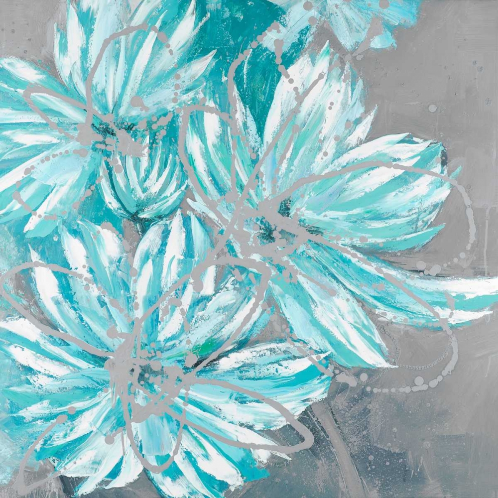 Wall Art Painting id:163051, Name: Three Little Abstract Blue Flowers, Artist: Atelier B Art Studio