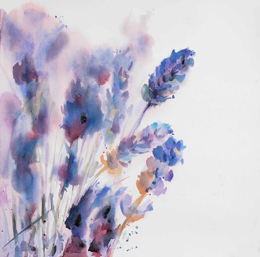 Wall Art Painting id:194057, Name: Watercolor Lavender Flowers with Blur Effect, Artist: Atelier B Art Studio