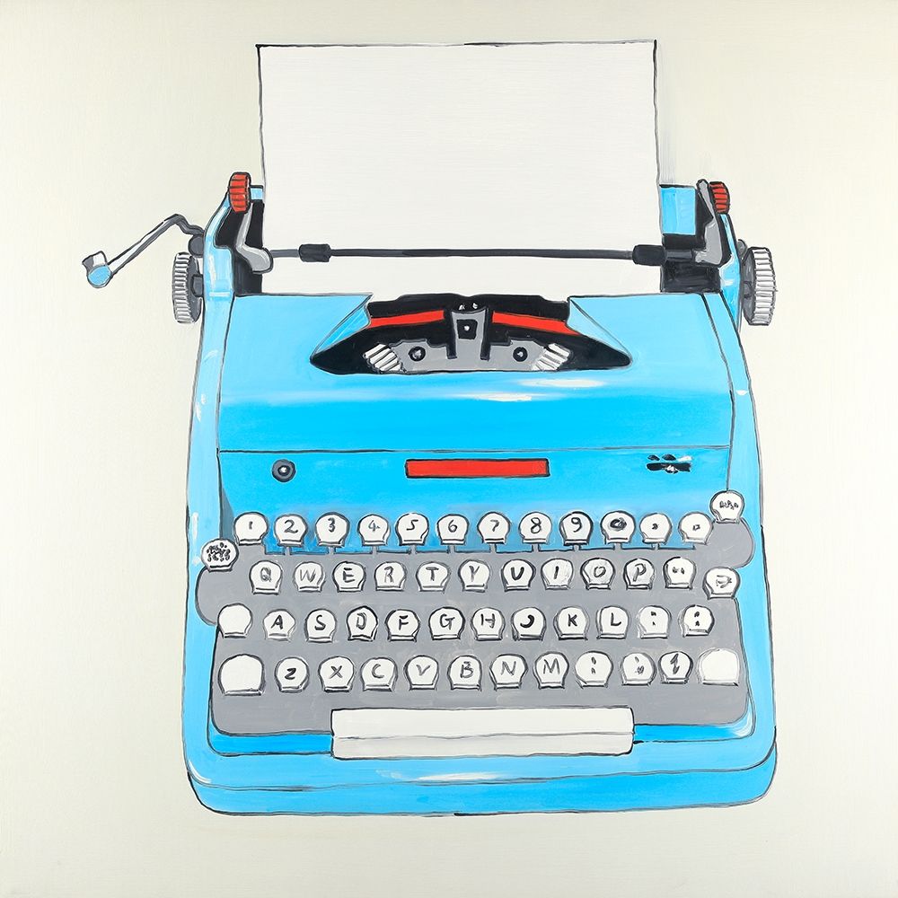 Wall Art Painting id:194095, Name: Blue Typewritter Machine, Artist: Atelier B Art Studio