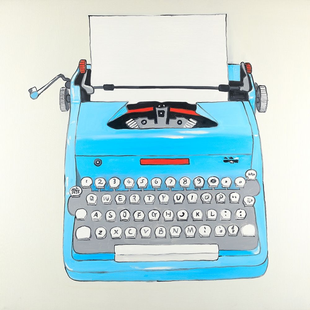 Wall art: Blue Typewritter Machine, by Atelier B Art Studio