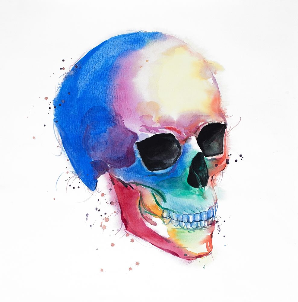 Wall Art Painting id:194107, Name: Watercolor Colorful Skull Profile, Artist: Atelier B Art Studio