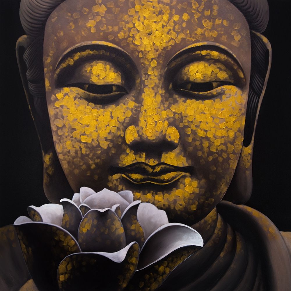 Wall Art Painting id:231975, Name: THE ETERNAL SMILE OF BUDDHA AND HIS LOTUS, Artist: Atelier B Art Studio