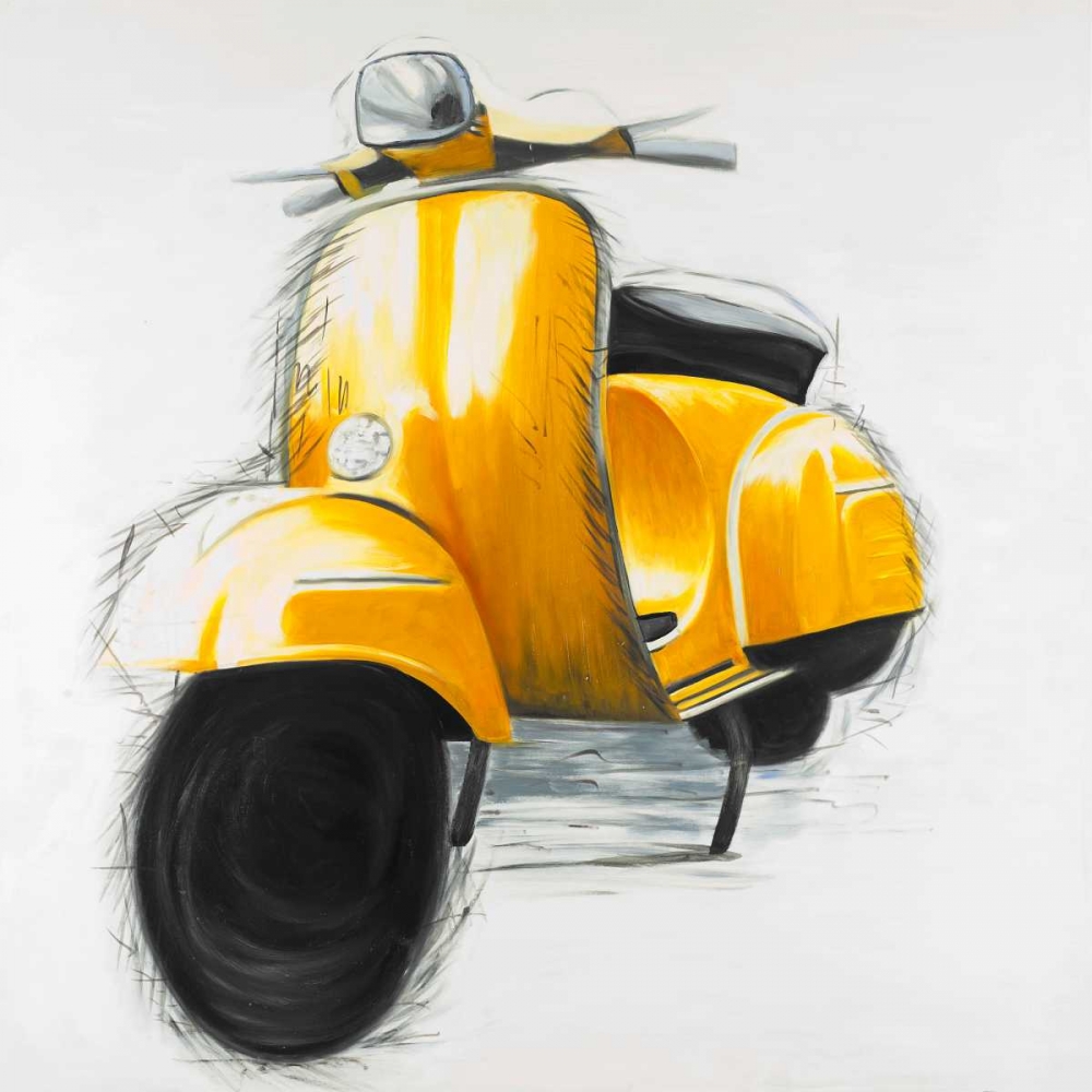 Wall art: Yellow Italian Scooter, by Atelier B Art Studio