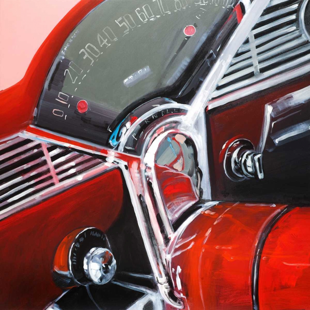 Wall art: Vintage Red Car Dashboard, by Atelier B Art Studio