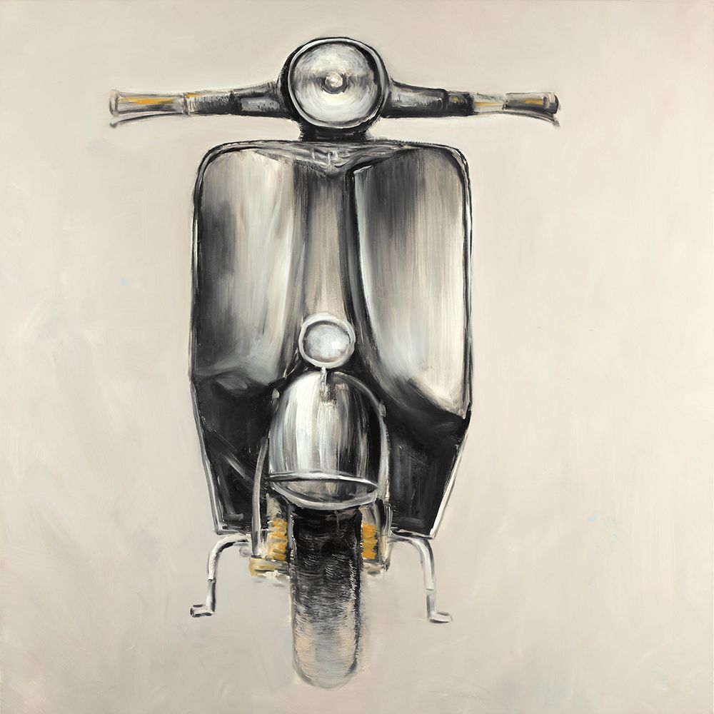 Wall Art Painting id:194137, Name: Small Black Moped, Artist: Atelier B Art Studio