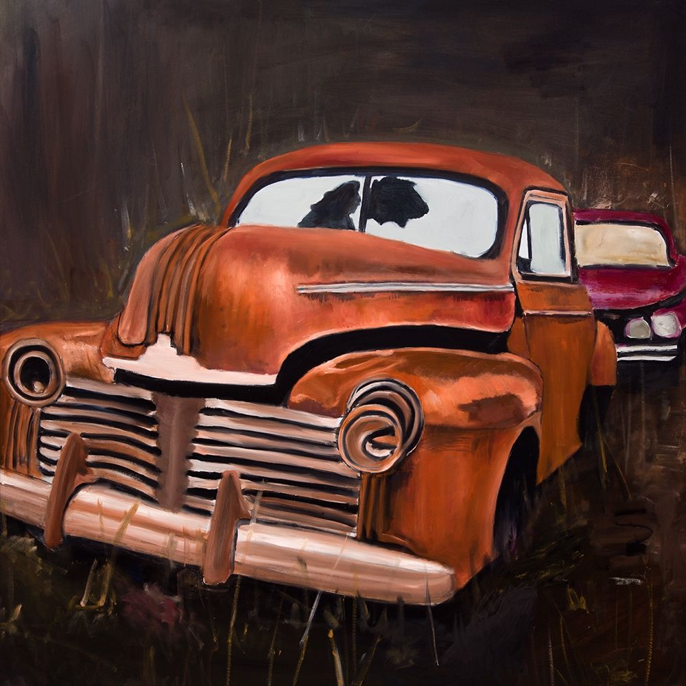 Wall art: OLD CAR CRASH BY NIGHT, by Atelier B Art Studio