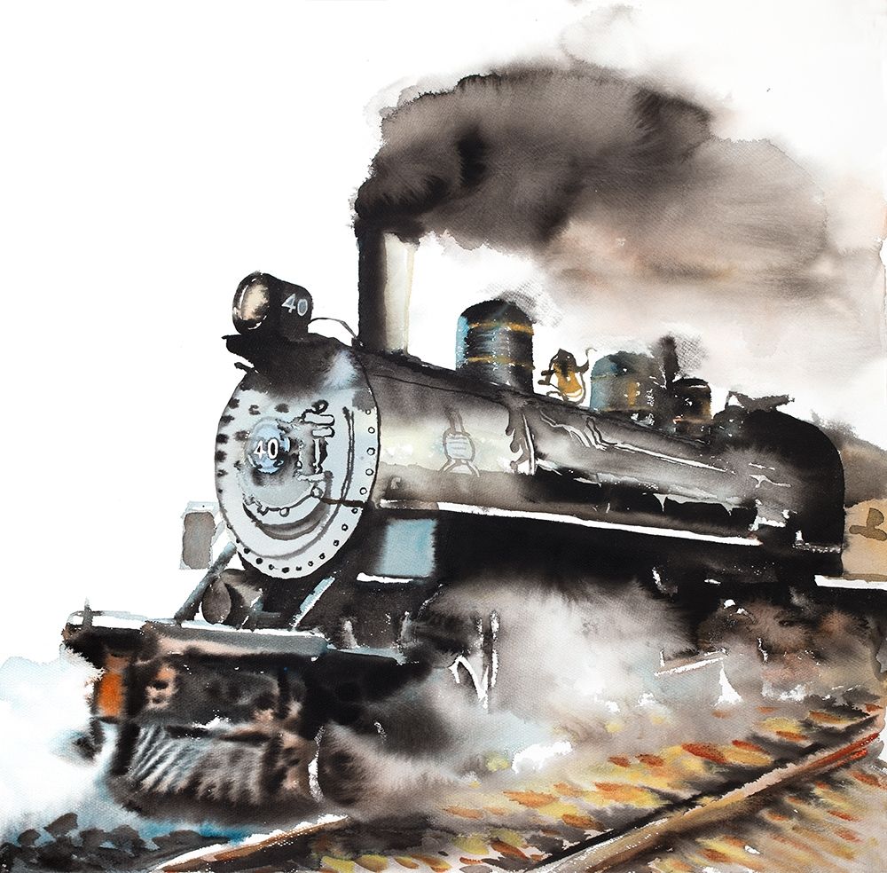 Wall art: VINTAGE STEAM TRAIN, by Atelier B Art Studio